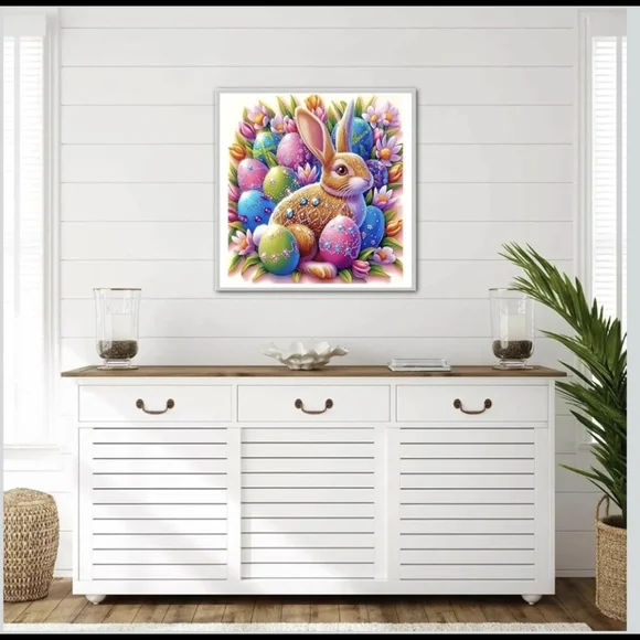 Easter Egg Bunny Spring Flowers 5D Diamond Painting Kit New - Picture 3 of 7